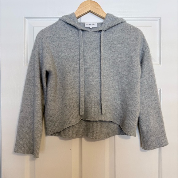 Bella Dahl NWOT 100% Cashmere Gray Hoodie Sweater Pullover Cropped Small - Picture 3 of 7